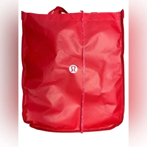 Lululemon Athletica Large Reuseable Red/White Tote Bag with snap - Picture 5 of 8